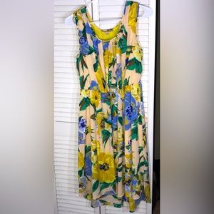 Gibson Latimer Floral High-Low Pleated Dress